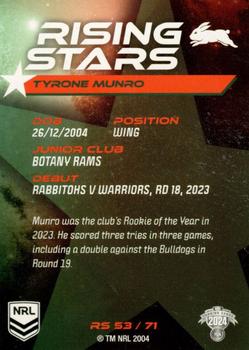 2024 NRL Traders Titanium - Rising Stars #RS53 Tyrone Munro Back
